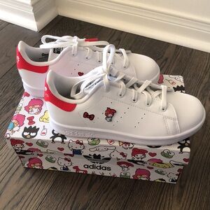 Adidas Originals Stan Smith Girls White and Red Hello Kitty and Friends Sneakers